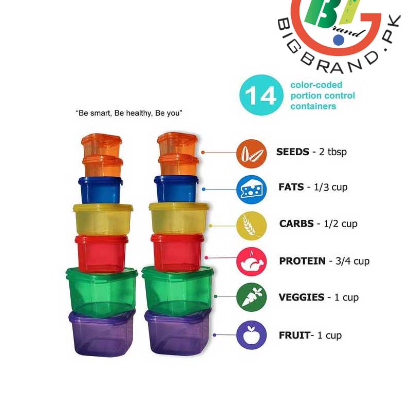 14pcs Portion Control Container Coded Lose Weights Diet Plans Food