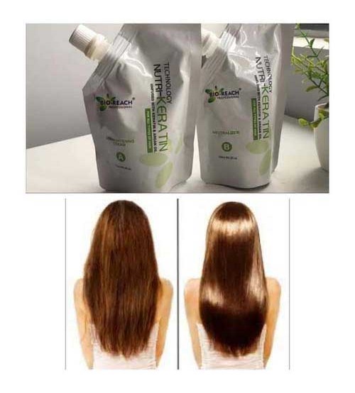 Bio Reach Nutri Hair Nutralizer & Straightening Cream with Argan Oil  Keratin 400ml Each