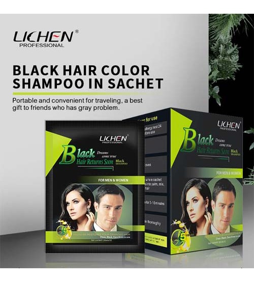 Lichen Magic Black Hair Color Shampoo 20ml 10pcs Box