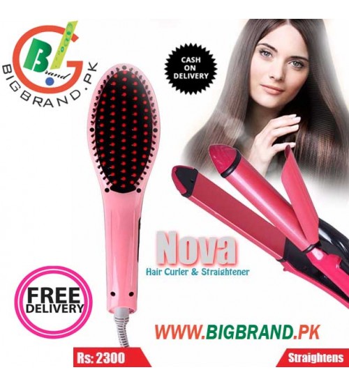 Nova Hair Curler and Hair Straightener Brush