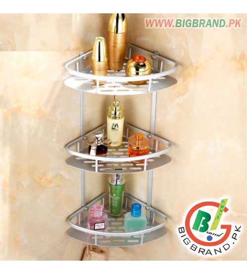 3 Layer bathroom corner shelf space aluminum rack – Accessories Bazaar