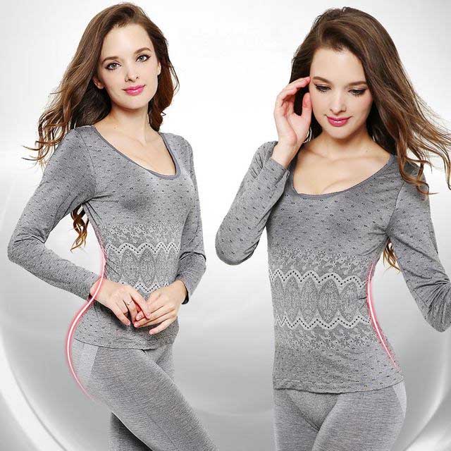 Thermal Body Shaping Night Wear Suit - Grey